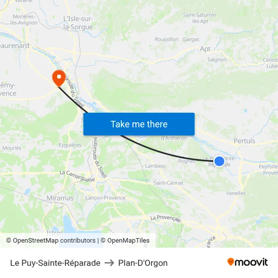 Le Puy-Sainte-Réparade to Plan-D'Orgon map