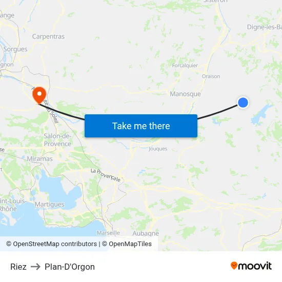 Riez to Plan-D'Orgon map