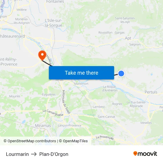 Lourmarin to Plan-D'Orgon map