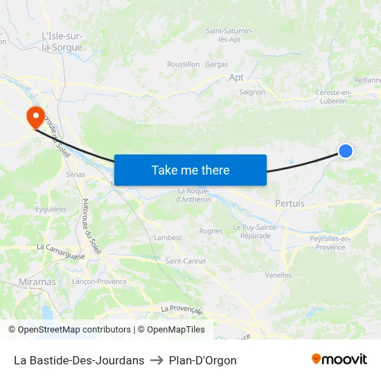 La Bastide-Des-Jourdans to Plan-D'Orgon map
