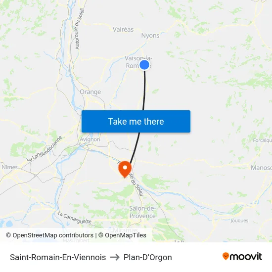 Saint-Romain-En-Viennois to Plan-D'Orgon map