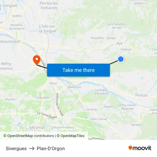 Sivergues to Plan-D'Orgon map