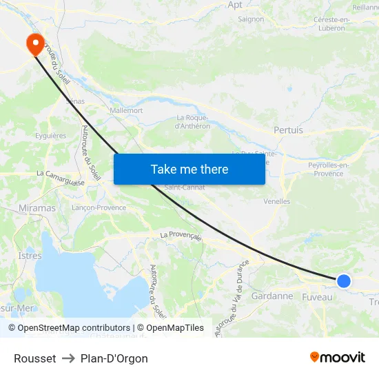 Rousset to Plan-D'Orgon map
