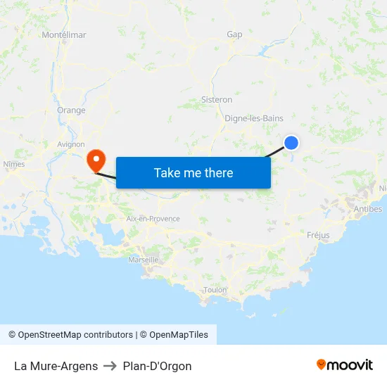 La Mure-Argens to Plan-D'Orgon map