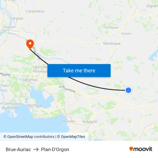 Brue-Auriac to Plan-D'Orgon map
