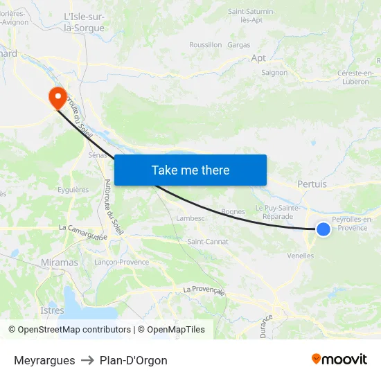 Meyrargues to Plan-D'Orgon map
