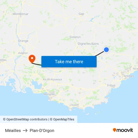 Méailles to Plan-D'Orgon map