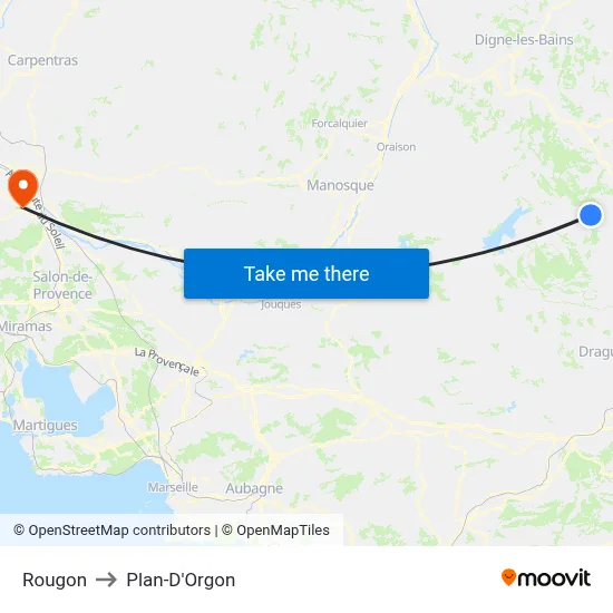 Rougon to Plan-D'Orgon map