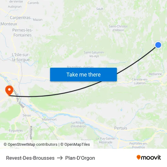 Revest-Des-Brousses to Plan-D'Orgon map