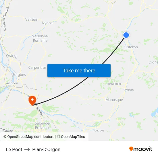 Le Poët to Plan-D'Orgon map