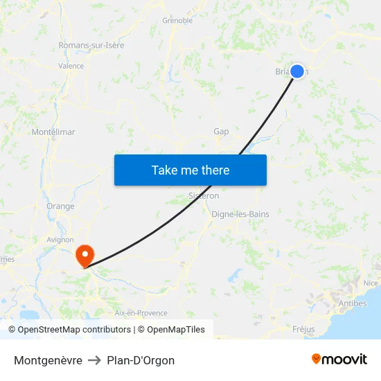 Montgenèvre to Plan-D'Orgon map