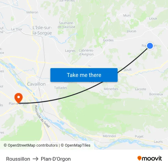 Roussillon to Plan-D'Orgon map