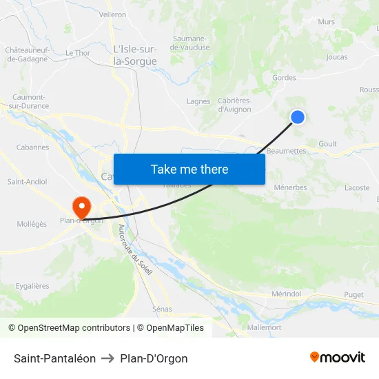 Saint-Pantaléon to Plan-D'Orgon map