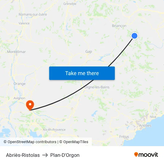 Abriès-Ristolas to Plan-D'Orgon map