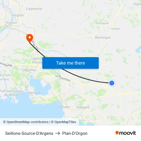 Seillons-Source-D'Argens to Plan-D'Orgon map