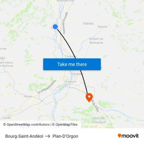 Bourg-Saint-Andéol to Plan-D'Orgon map
