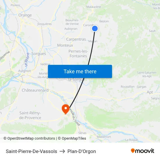 Saint-Pierre-De-Vassols to Plan-D'Orgon map