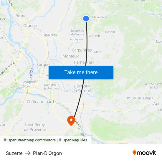 Suzette to Plan-D'Orgon map