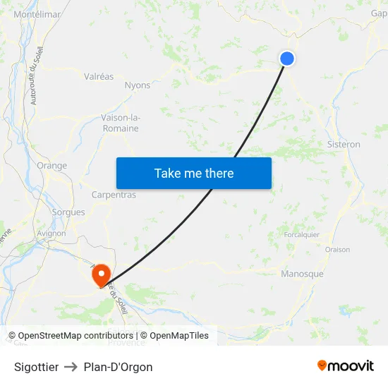 Sigottier to Plan-D'Orgon map