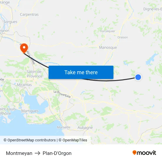Montmeyan to Plan-D'Orgon map