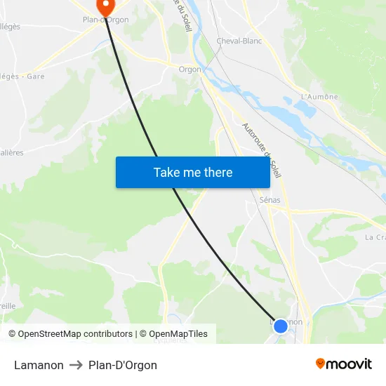 Lamanon to Plan-D'Orgon map