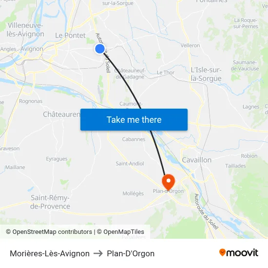 Morières-Lès-Avignon to Plan-D'Orgon map