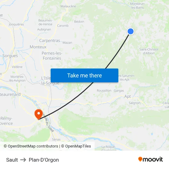 Sault to Plan-D'Orgon map