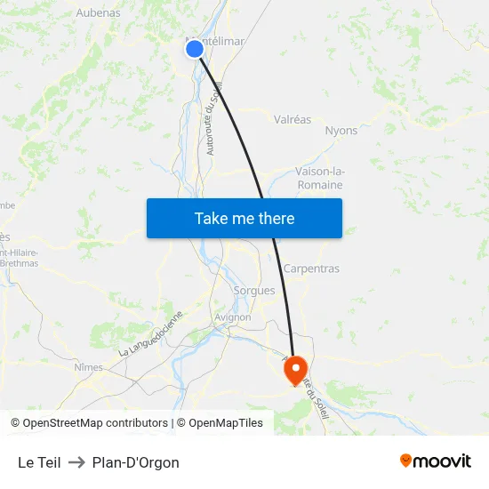 Le Teil to Plan-D'Orgon map