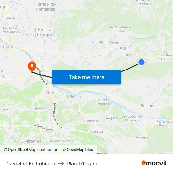 Castellet-En-Luberon to Plan-D'Orgon map