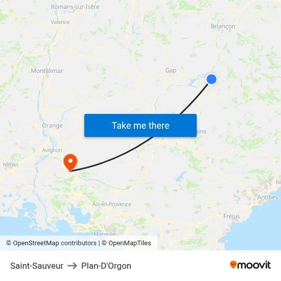 Saint-Sauveur to Plan-D'Orgon map