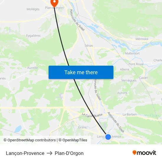 Lançon-Provence to Plan-D'Orgon map