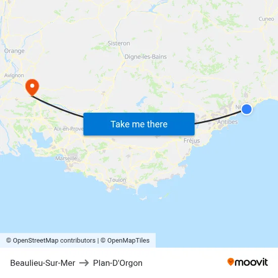 Beaulieu-Sur-Mer to Plan-D'Orgon map