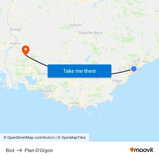 Biot to Plan-D'Orgon map