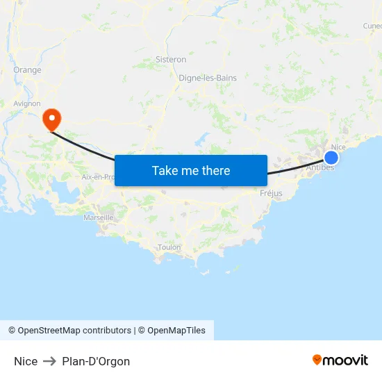 Nice to Plan-D'Orgon map