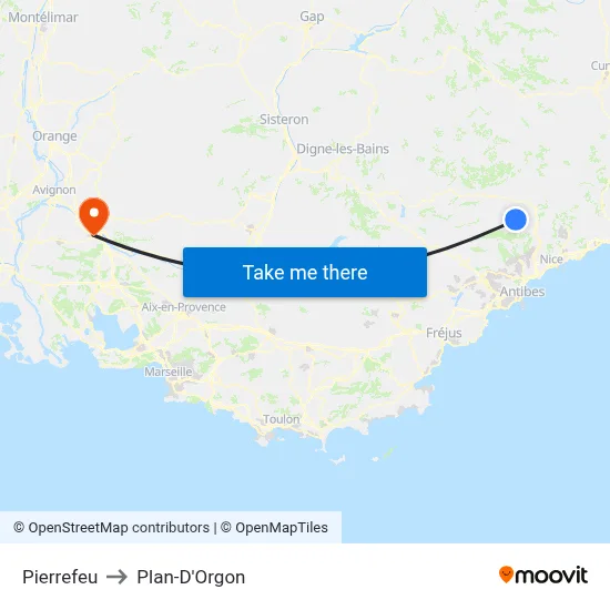 Pierrefeu to Plan-D'Orgon map