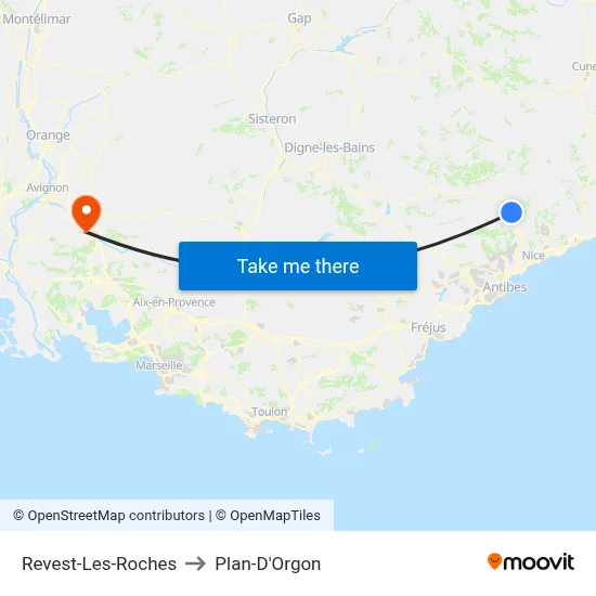 Revest-Les-Roches to Plan-D'Orgon map