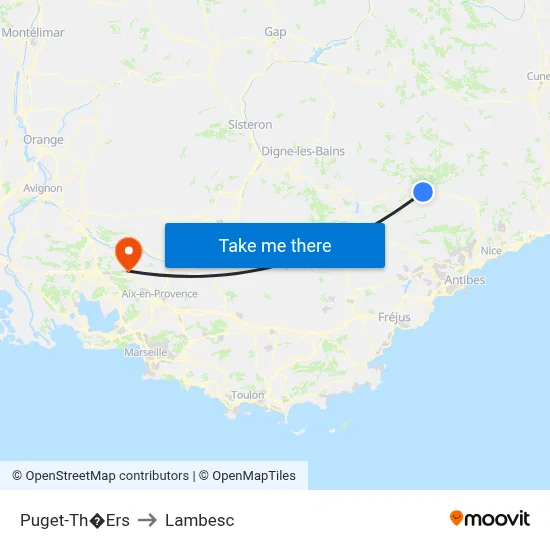 Puget-Th�Ers to Lambesc map