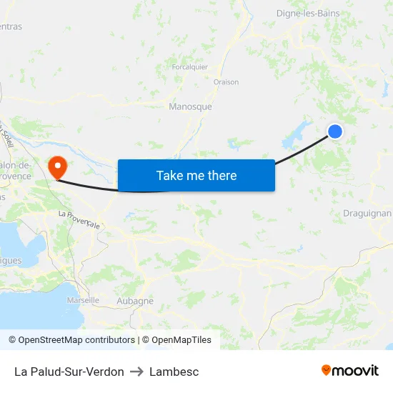 La Palud-Sur-Verdon to Lambesc map