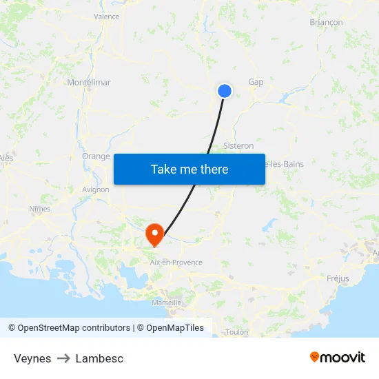Veynes to Lambesc map