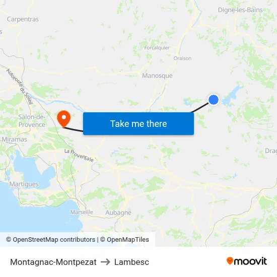 Montagnac-Montpezat to Lambesc map