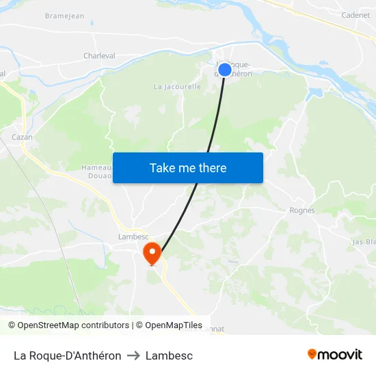 La Roque-D'Anthéron to Lambesc map