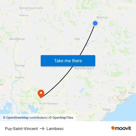 Puy-Saint-Vincent to Lambesc map