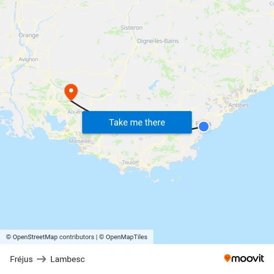 Fréjus to Lambesc map