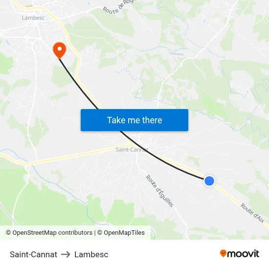 Saint-Cannat to Lambesc map