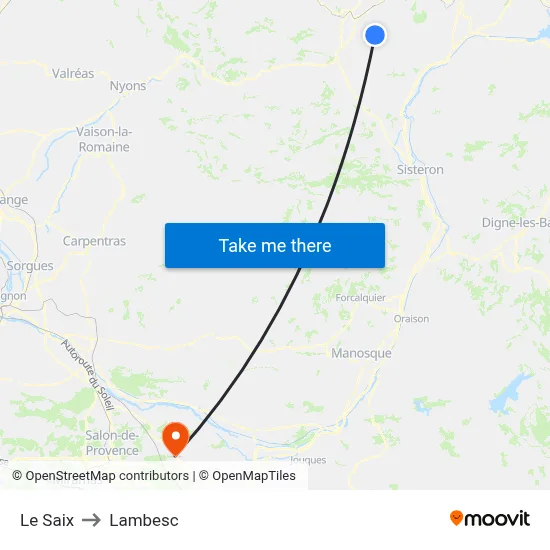 Le Saix to Lambesc map