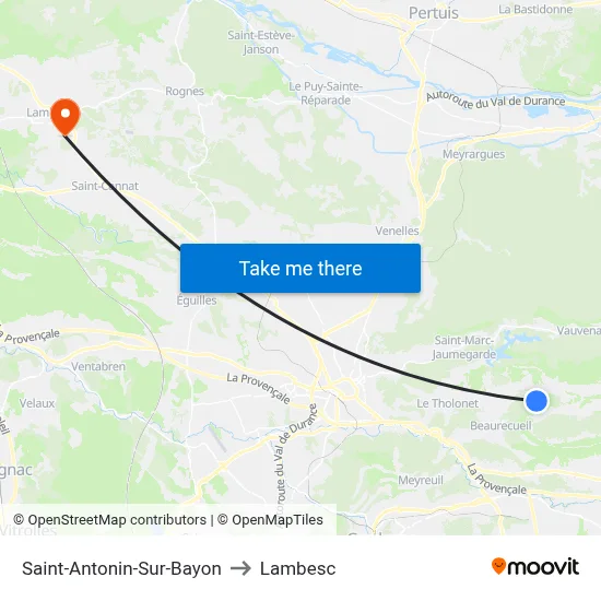 Saint-Antonin-Sur-Bayon to Lambesc map