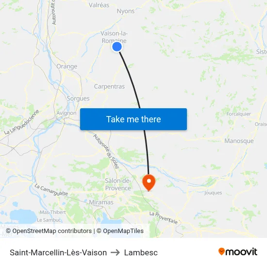 Saint-Marcellin-Lès-Vaison to Lambesc map