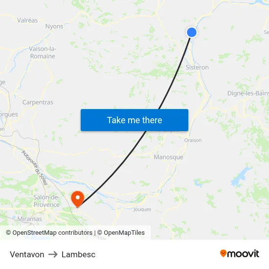 Ventavon to Lambesc map