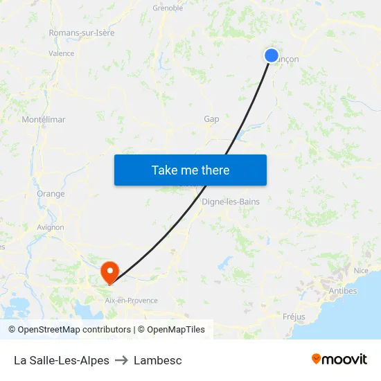 La Salle-Les-Alpes to Lambesc map