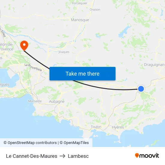Le Cannet-Des-Maures to Lambesc map